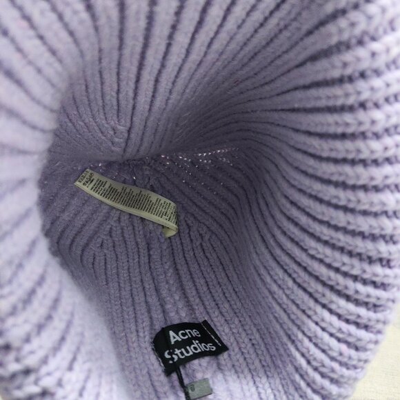 Acne Studios Folded Cuff Cozy Knit Purple Beanie